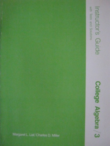 (image for) College Algebra 3rd Edition Instructor's Guide (TE)(P) by Lial,