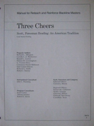 (image for) Reading 10 Three Cheers Reteach & Reinforce BLM Manual (TE)(P)