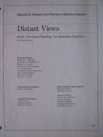 (image for) Reading 11 Distant Views Reteach & Reinforce BLM Manual (TE)(P)