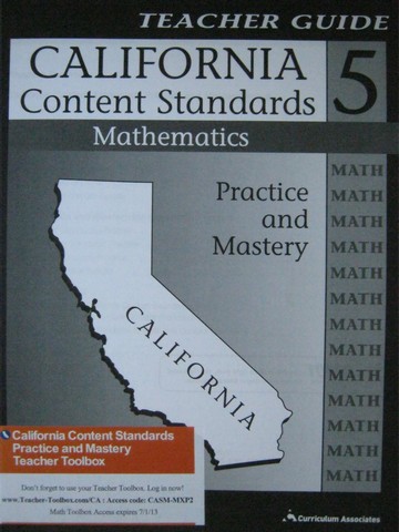 (image for) California Content Standards 5 Mathematics TG (CA)(TE)(P)