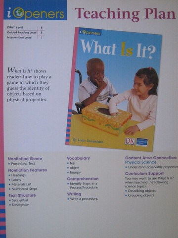 (image for) iOpeners K What Is It? Teaching Plan (TE)(P)