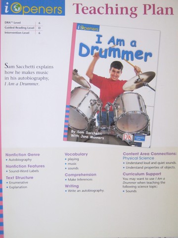 (image for) iOpeners K I Am a Drummer Teaching Plan (TE)(P)