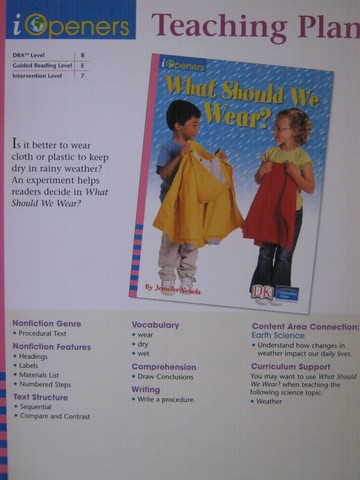 (image for) iOpeners K What Should We Wear? Teaching Plan (TE)(P)