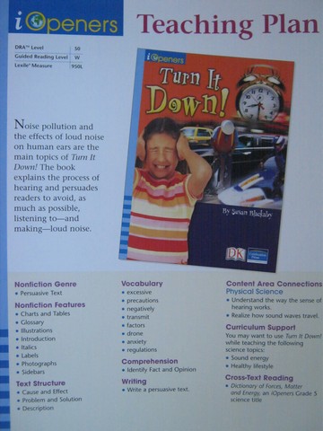(image for) iOpeners 5 Turn It Down! Teaching Plan (TE)(P)