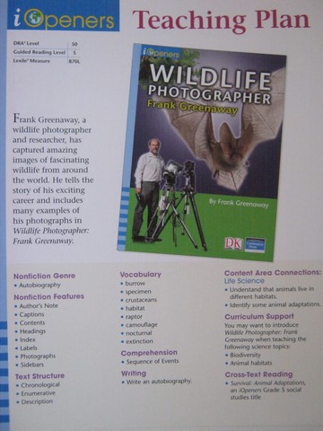 (image for) iOpeners 5 Wildlife Photographer Teaching Plan (TE)(P)