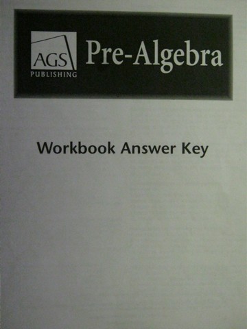 (image for) AGS Pre-Algebra Workbook Answer Key (P)