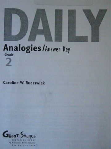 (image for) Daily Analogies 2 Answer Key (P) by Caroline W Ruesswick