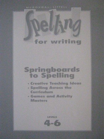 (image for) Spelling for Writing Grades 4-6 Springboards to Spelling (P)