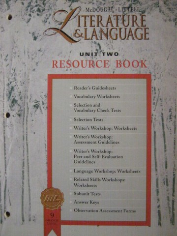 (image for) Literature & Language 9 Orange Level Unit 2 Resource Book (P)