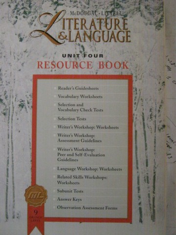 (image for) Literature & Language 9 Orange Level Unit 4 Resource Book (P)