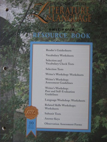 (image for) Literature & Language 10 Blue Level Unit 4 Resource Book (P)