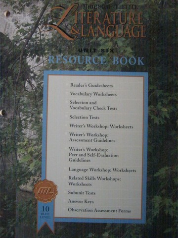 (image for) Literature & Language 10 Blue Level Unit 6 Resource Book (P)