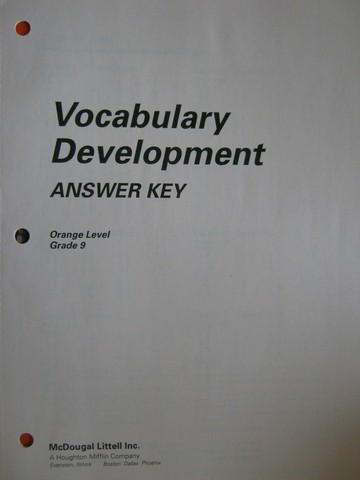 (image for) Writer's Craft 9 Orange Level Vocabulary Development Answer (P)