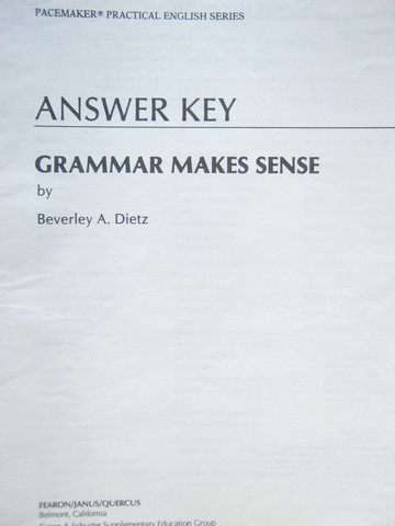 (image for) Grammar Makes Sense Answer Key (P) by Clarke & Clarke