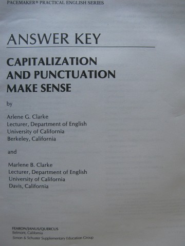 (image for) Capitalization & Punctuation Make Sense Answer Key (P) by Clarke