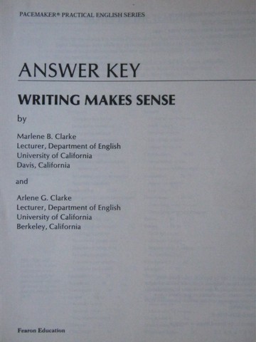 (image for) Writing Makes Sense Answer Key (P) by Clarke & Clarke