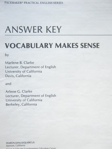 (image for) Vocabulary Makes Sense Answer Key (P) by Clarke & Clarke