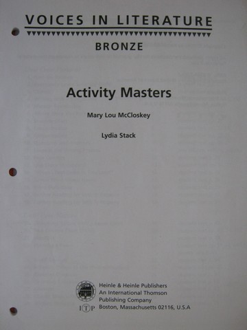(image for) Voices in Literature Bronze Activity Masters (P) by McCloskey