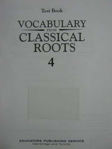 (image for) Vocabulary from Classical Roots 4 Test Book (P) by Lee Mountain