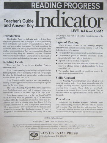 (image for) Reading Progress Indicator Level AAA Form 1 TG (TE)(P)