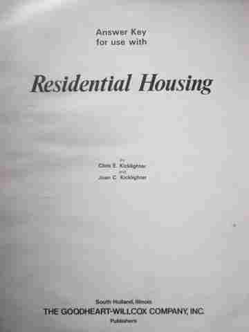 (image for) Residential Housing Answer Key (P) by Cois & Joan Kicklighter