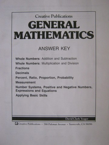 (image for) General Mathematics Answer Key (P) by David Clark Yeager