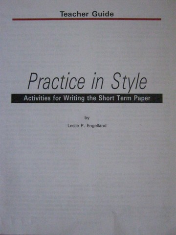 (image for) Practice in Style TG (TE)(P) by Leslie P Engelland