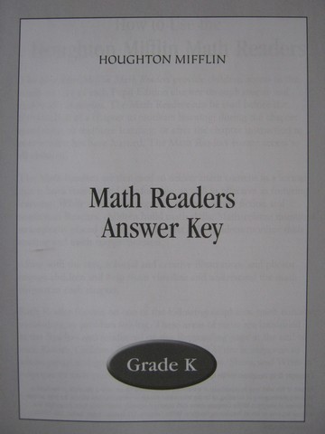 (image for) Math Readers K Answer Key (CA)(P)
