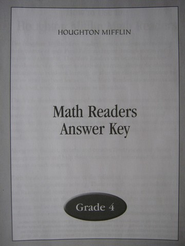 (image for) Math Readers 4 Answer Key (CA)(P)