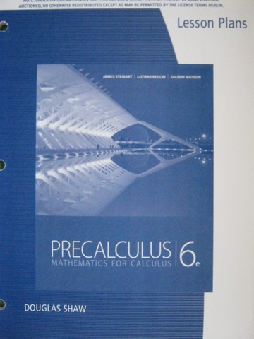 (image for) Precalculus Mathematics for Calculus 6e Lesson Plans (P)
