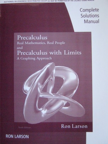 (image for) Precalculus with Limits 6th Edition Complete Solutions Manual(P)