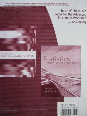 (image for) Introduction to Statistics & Data Analysis 4e TRB for AP(Binder)