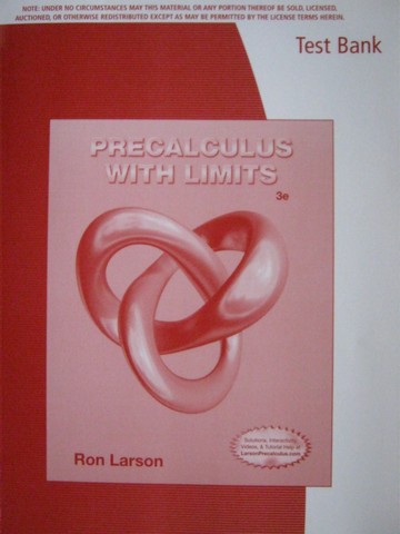 (image for) Precalculus with Limits 3rd Edition Test Bank (P) by Ron Larson