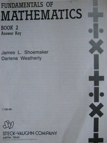 (image for) Fundamentals of Mathematics Book 2 Answer Key (P) by Shoemaker,