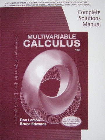 (image for) Multivariable Calculus 10e Complete Solutions Manual 11-16 (P)