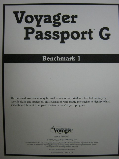 (image for) Voyager Passport G Benchmark 1 (Pk)