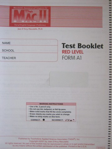 (image for) MAC II Test Booklet Red Level Form A1 (P) by Jean Maculaitis