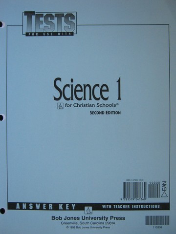(image for) Science for Christian Schools 1 2nd Edition Tests Answer Key (P)