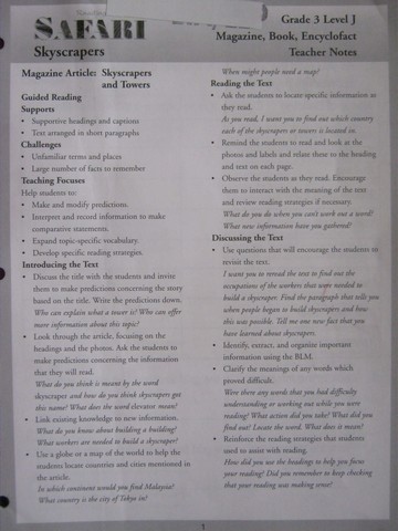 (image for) Reading Safari Skyscrapers Teacher Notes (TE)(P) by Watt,