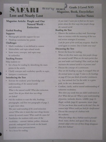 (image for) Reading Safari Lost & Near Teacher Note (TE)(P) by Watt & Wood