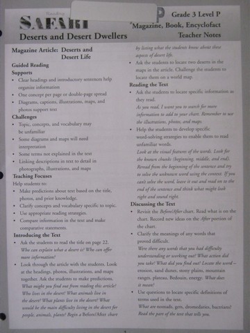 (image for) Reading Safari Deserts & Dwellers Teacher Notes (TE)(P)