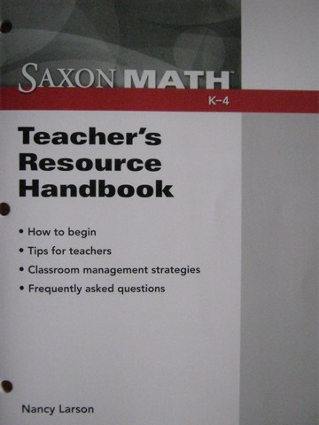 (image for) Saxon Math K-4 Teacher's Resource Handbook (TE)(P) by Larson