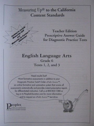 (image for) Measuring Up English Language Arts Grade 6 Tests TE (CA)(TE)(P)