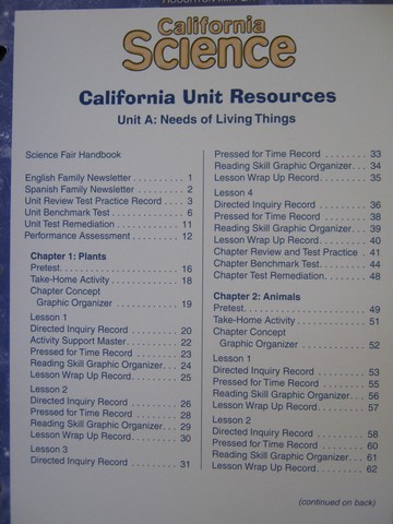 (image for) California Science 1 Unit Resources (CA)(P)(PK)