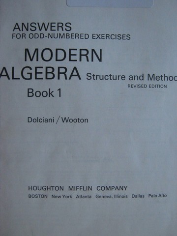 (image for) Modern Algebra Structure & Method Book 1 Revised Answers (P)