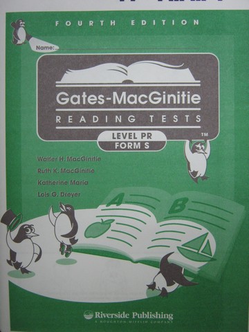 (image for) Gates-MacGinitie Reading Tests 4e Level PR Form S Test (Pk)