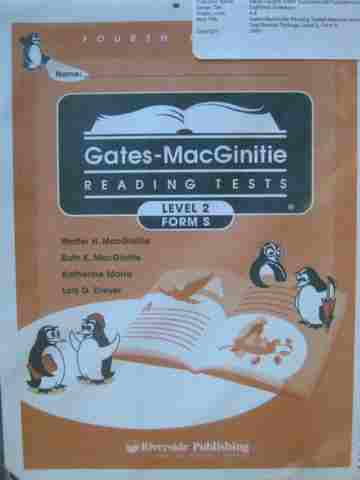 (image for) Gates-MacGinitie Reading Tests 4e Level 2 Form S Test (Pk)