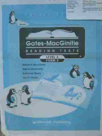 (image for) Gates-MacGinitie Reading Tests 4e Level 3 Form S Test (Pk)