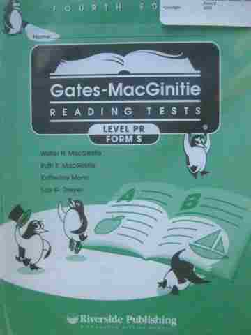 (image for) Gates-MacGinitie Reading Tests 4e Level PR Form S Test (Pk)