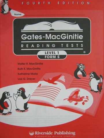 (image for) Gates-MacGinitie Reading Tests 4e Level 1 Form S Test (Pk)